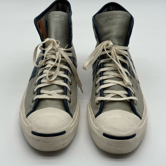 Converse Jack Purcell Johnny Hi-Top Sneakers Men's 9.5/Women's 11 Gray Leather - Picture 2 of 14
